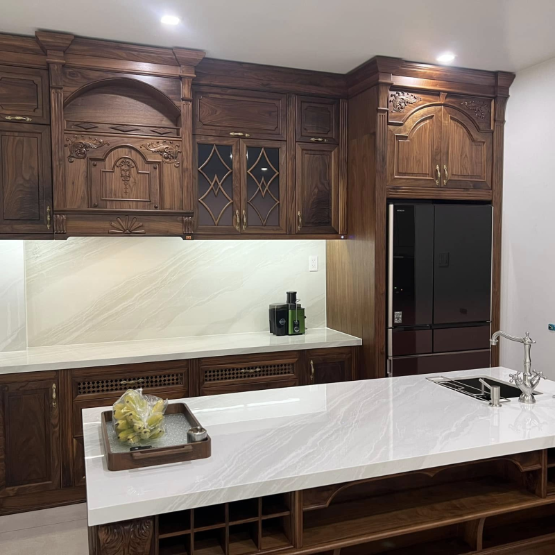 TỦ BẾP GỖ WALNUT